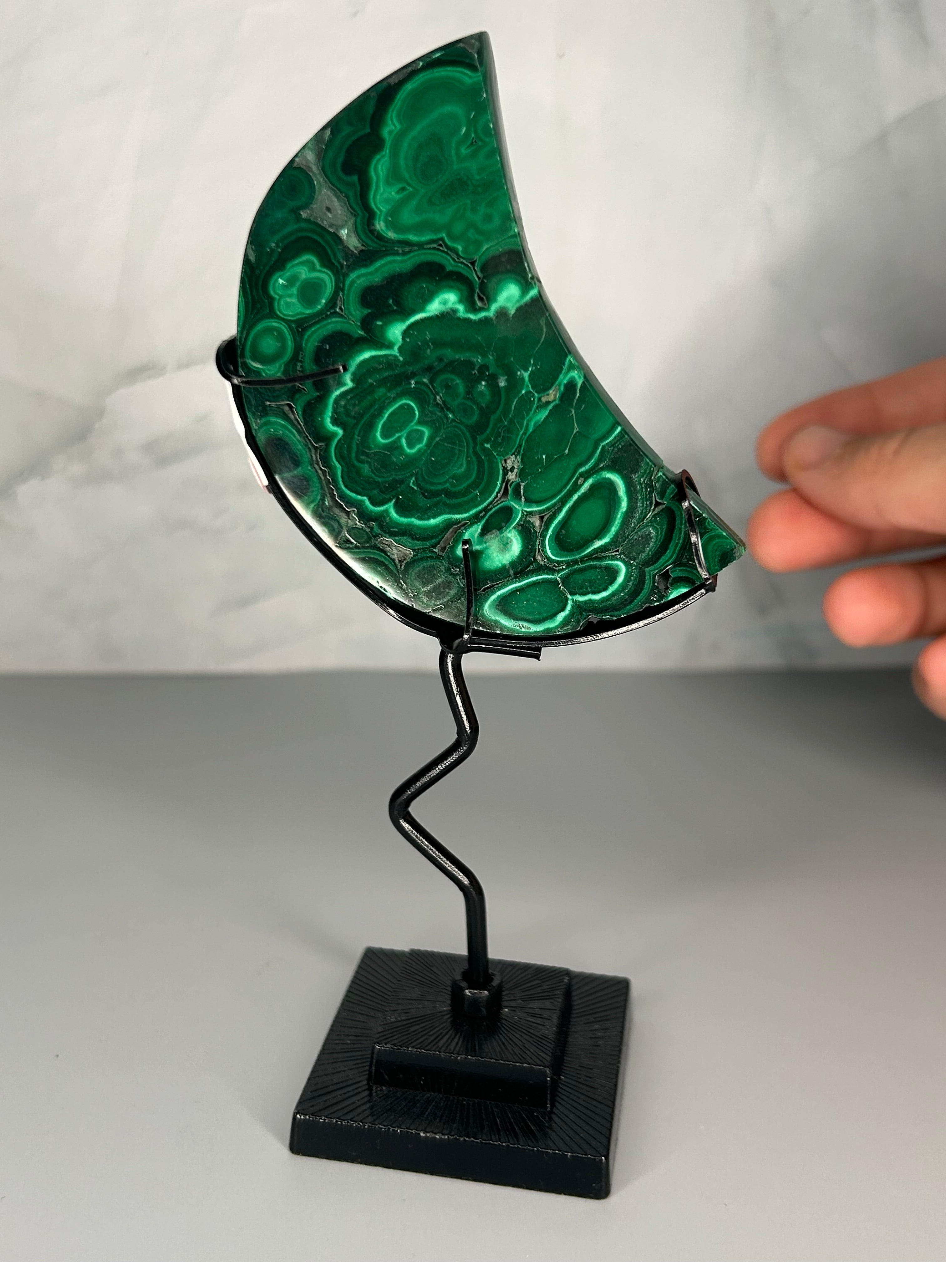 Malachite Moon Slice on Stand