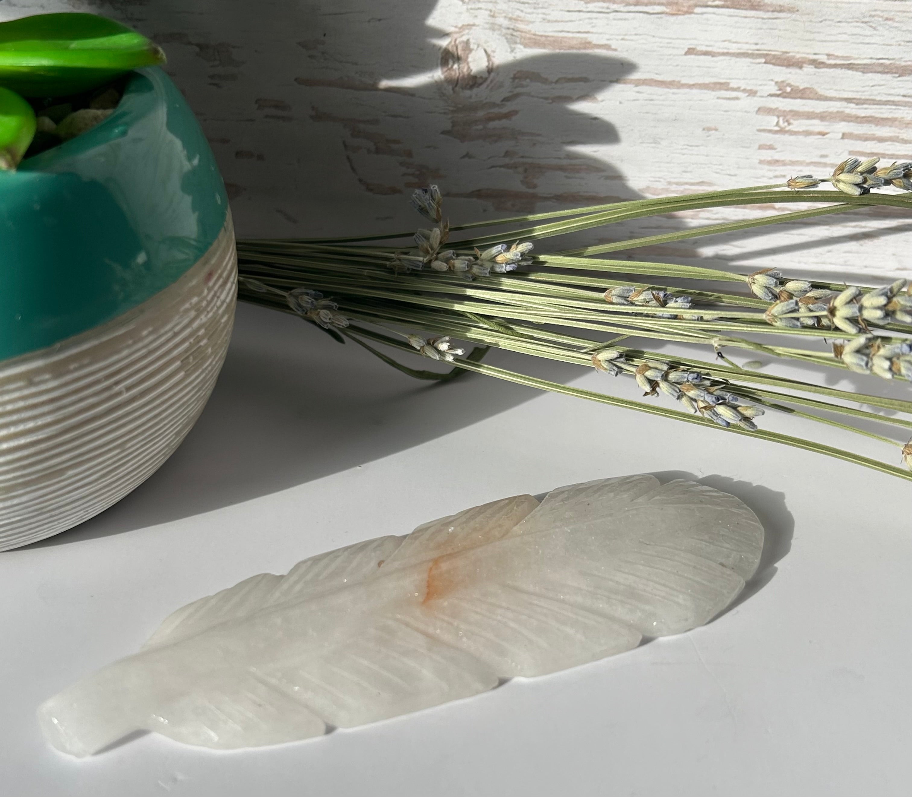 Clear Quartz Feather with Golden Healer Inclusion