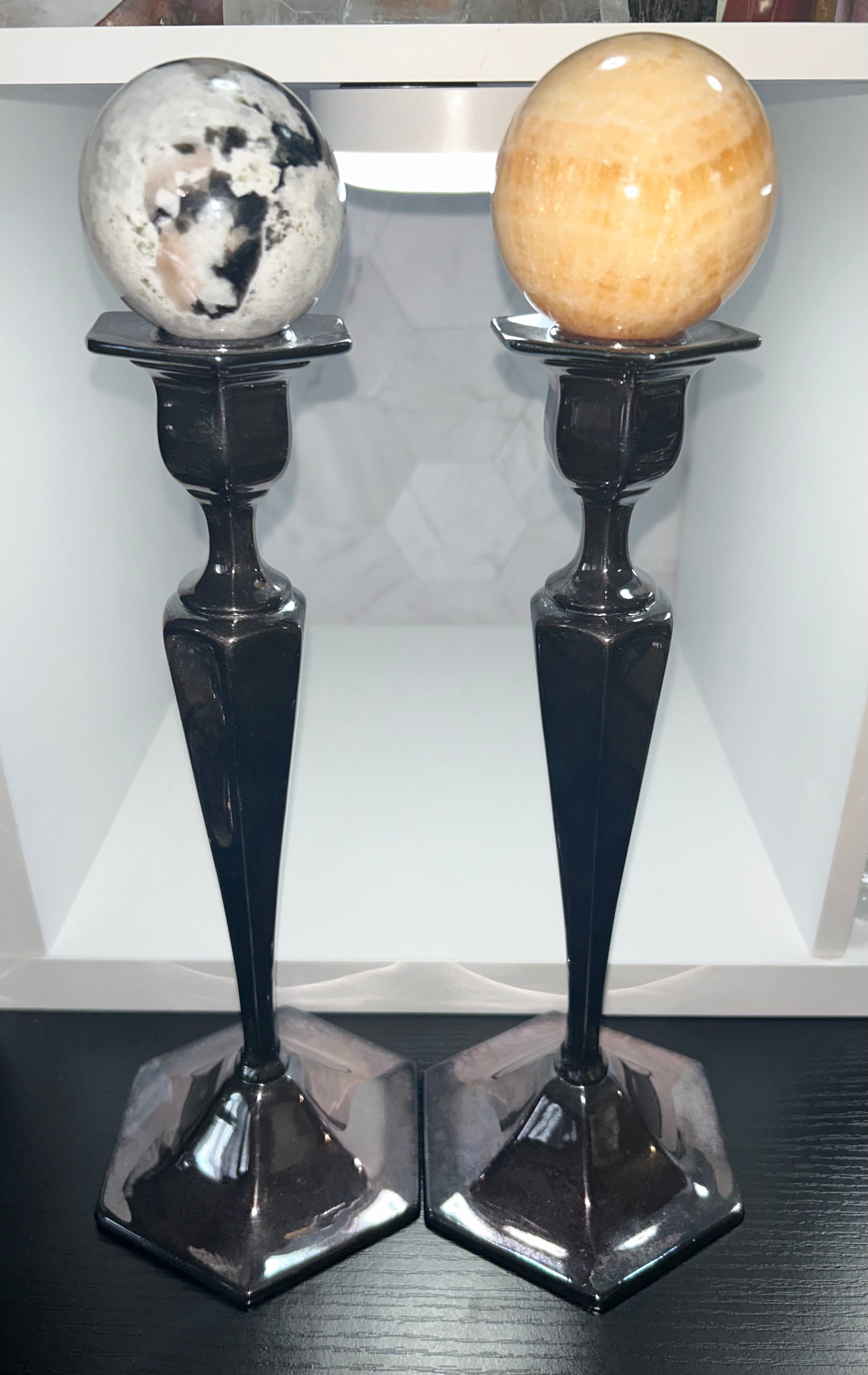 Black Tall Brushed Nickel Sphere Holder