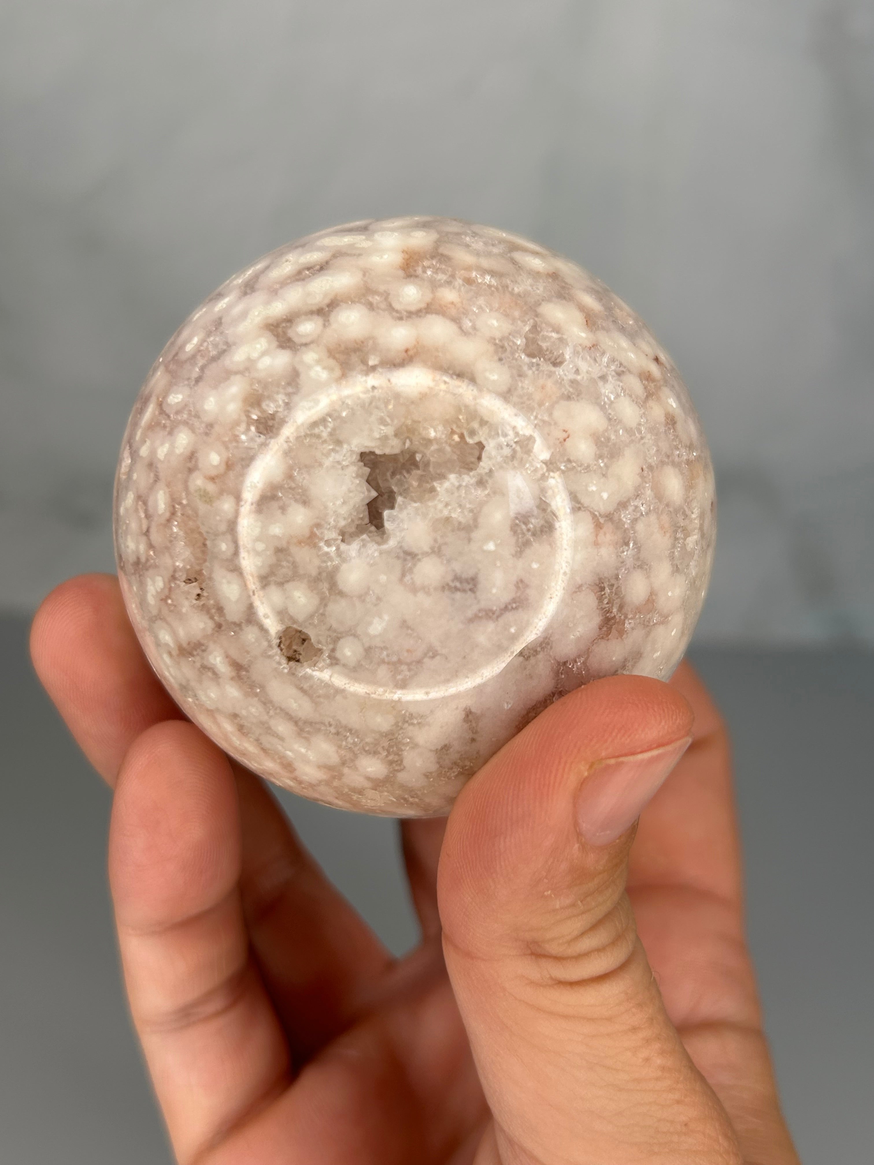 Pink Amethyst Sphere with Druzy Pockets