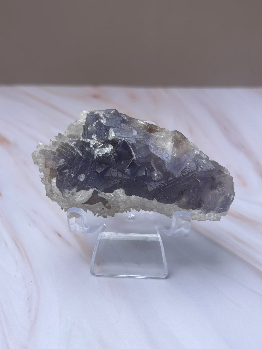 Blue Fluorite & Quartz Specimen - Clarity Focus Emotional Balance