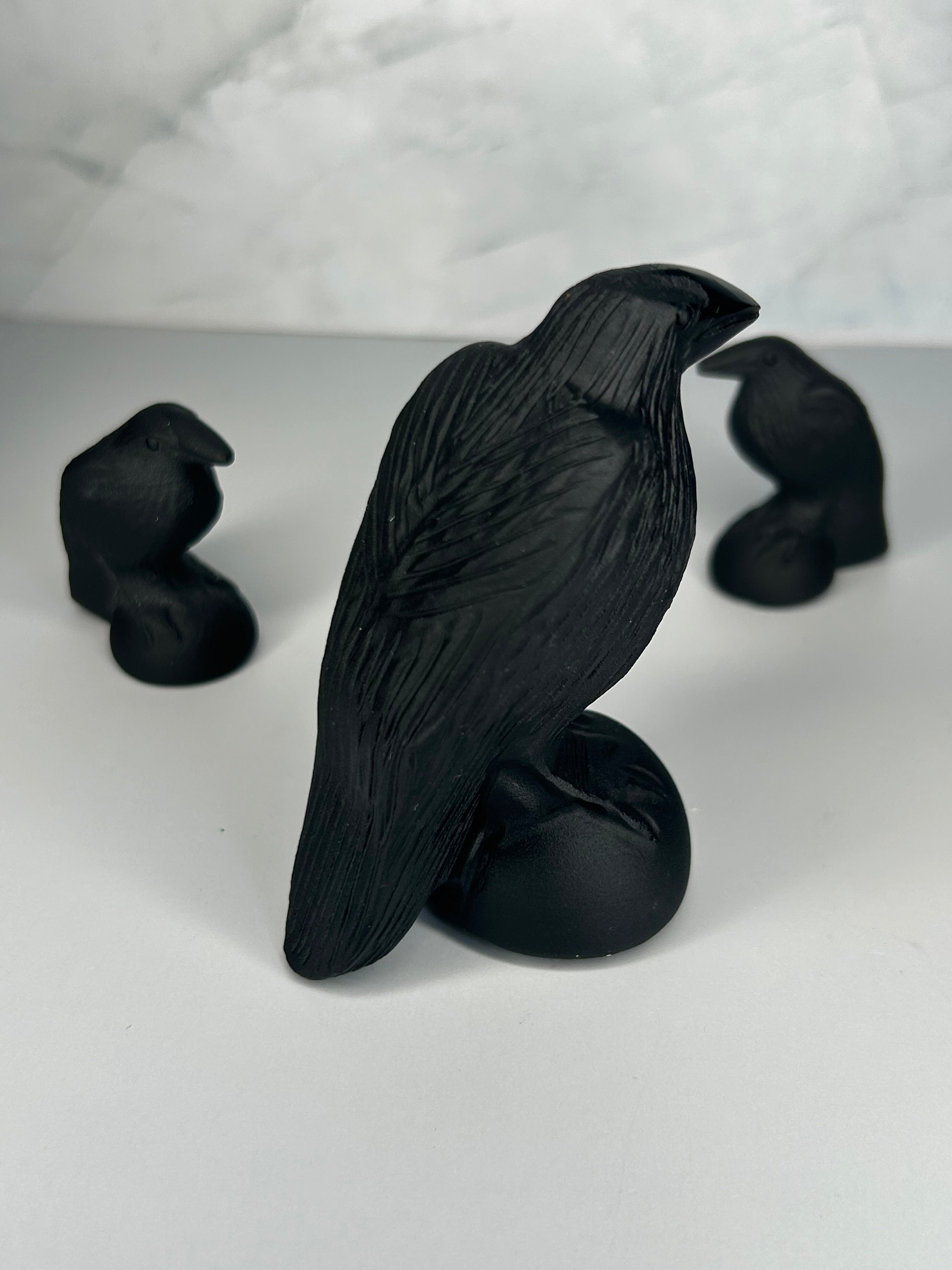 Obsidian Raven Carving