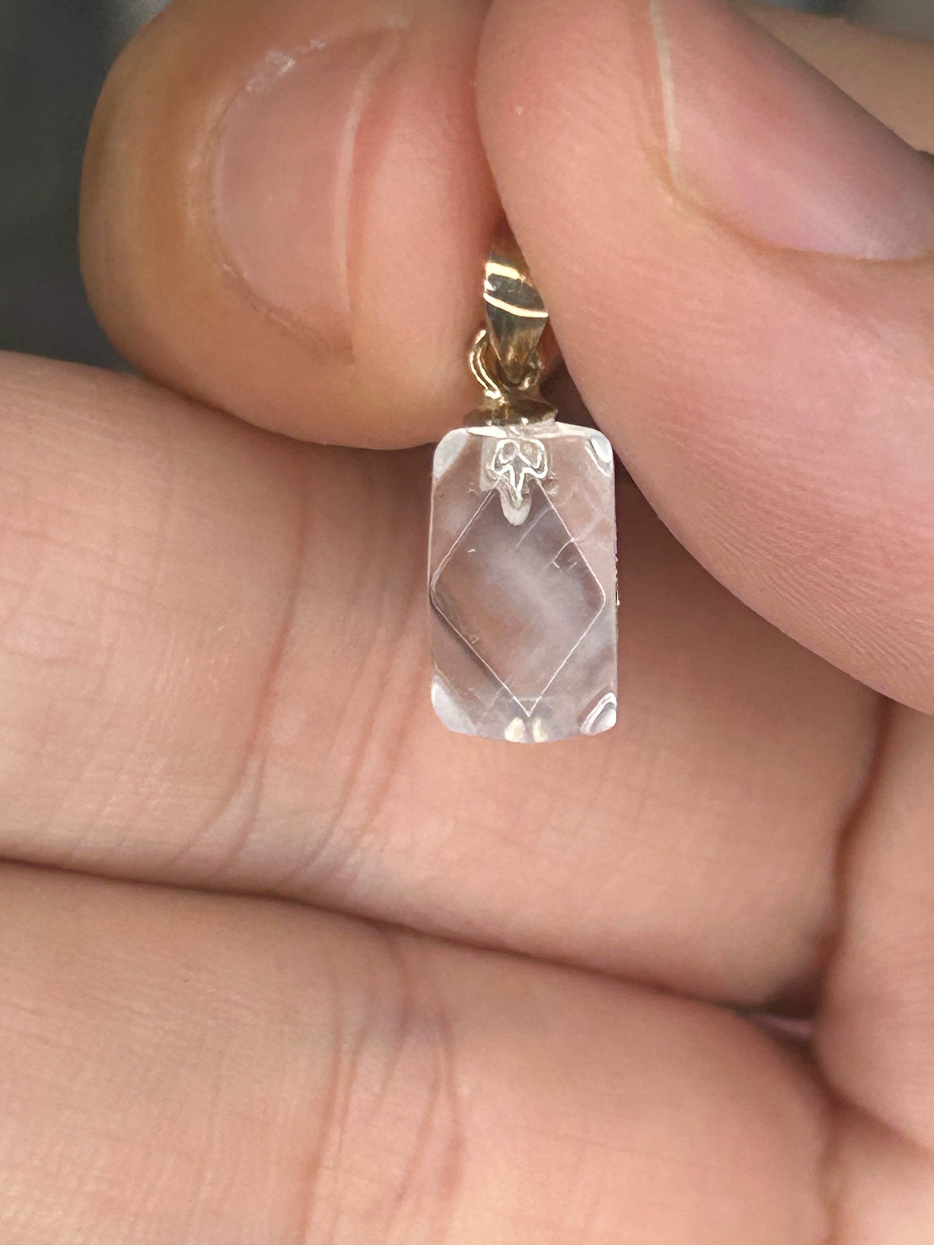 Blue Needle Quartz Faceted Crystal Pendant