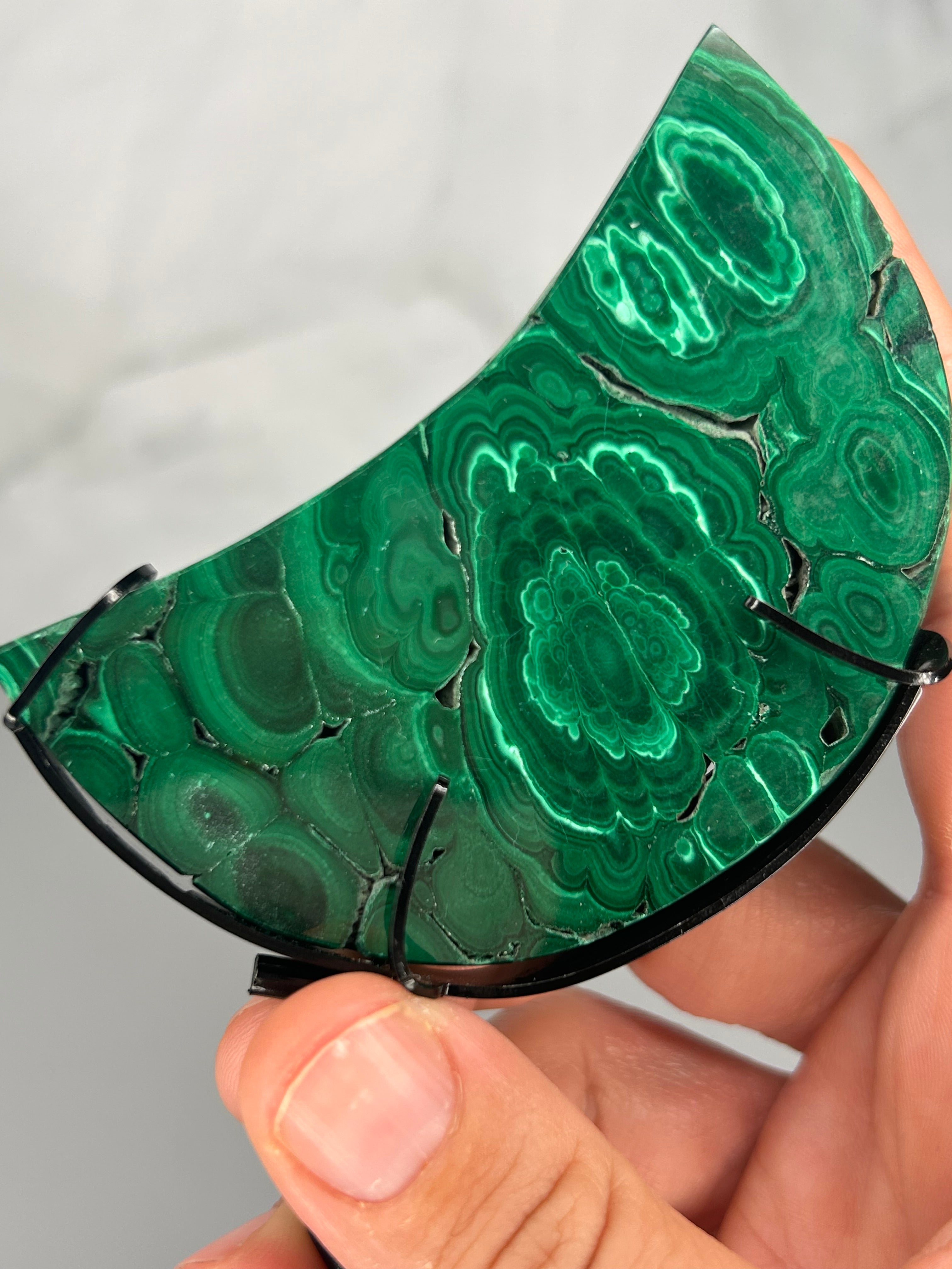 Malachite Moon Slice on Stand
