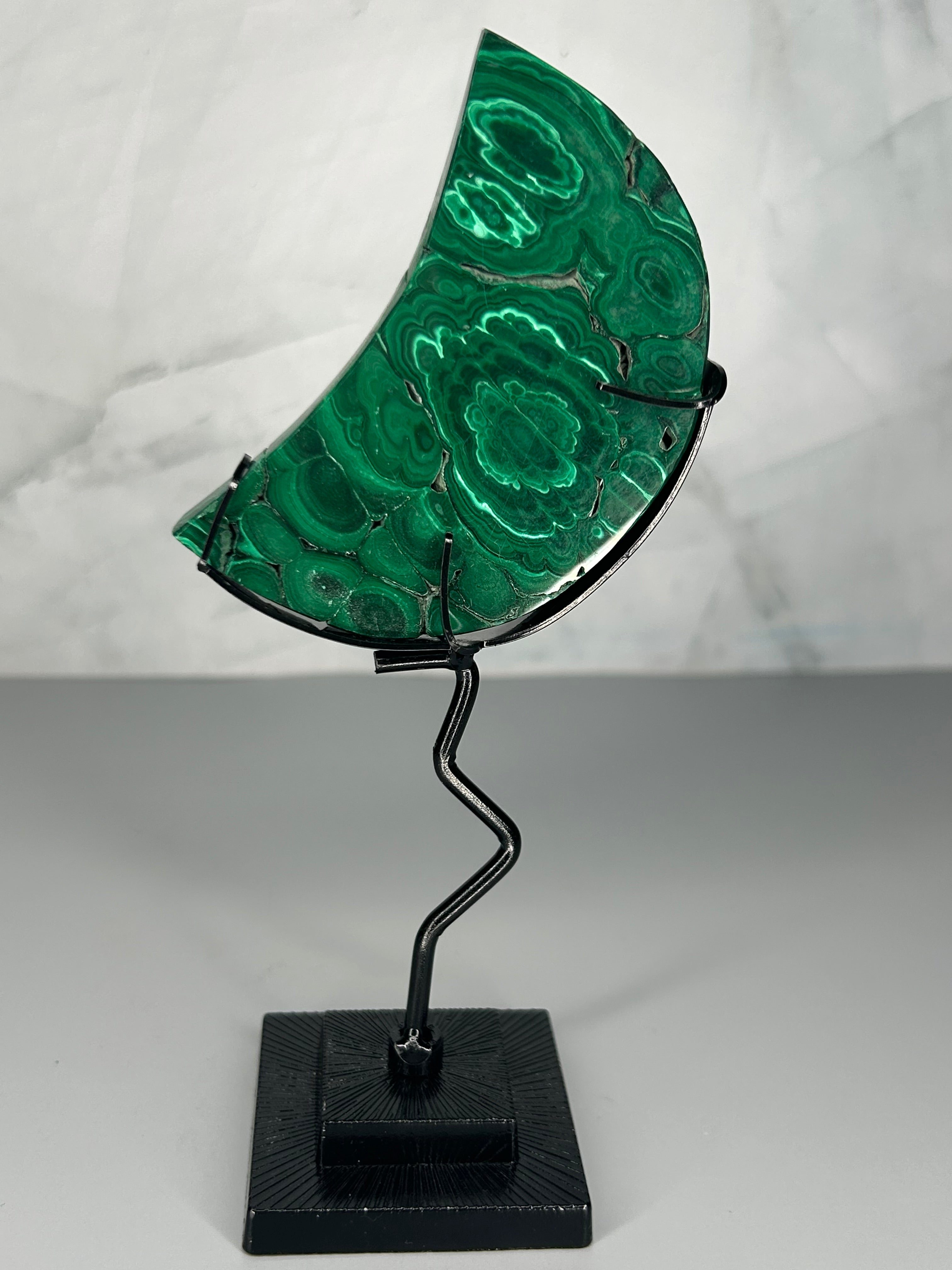 Malachite Moon Slice on Stand