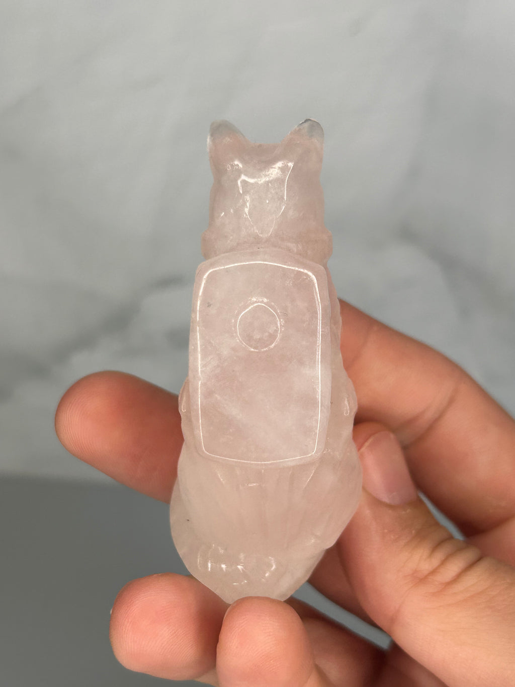 Rose Quartz Cat Carving