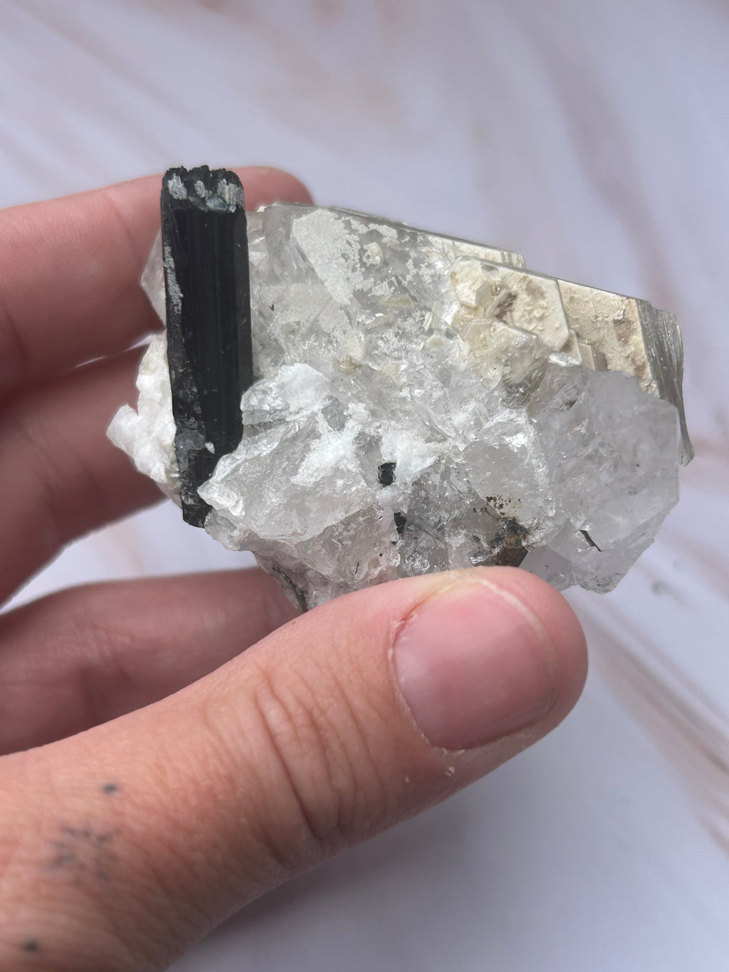 Golden Mica, Quartz & Black Tourmaline Specimen - Protection Grounding Clarity