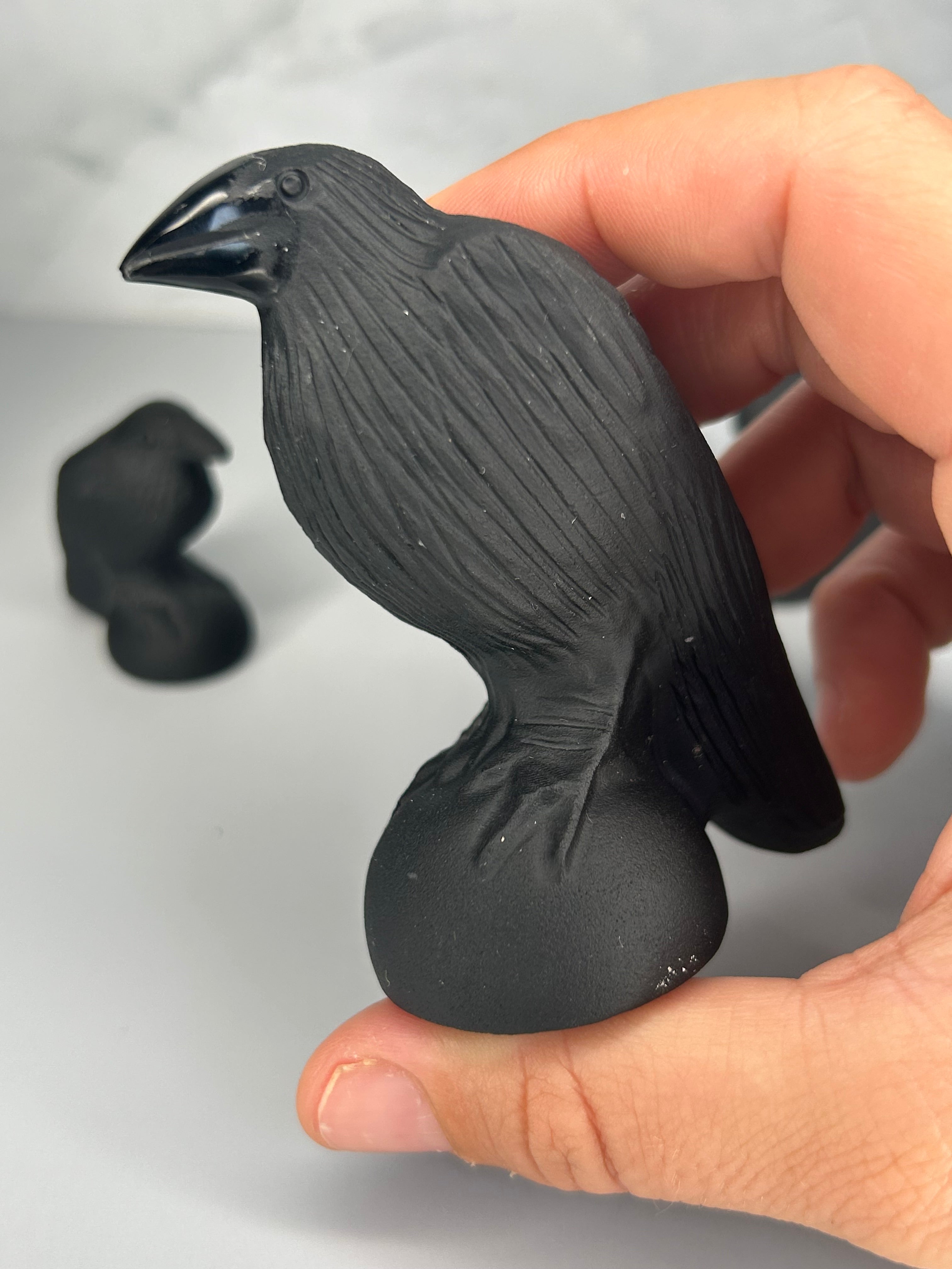 Obsidian Raven Carving