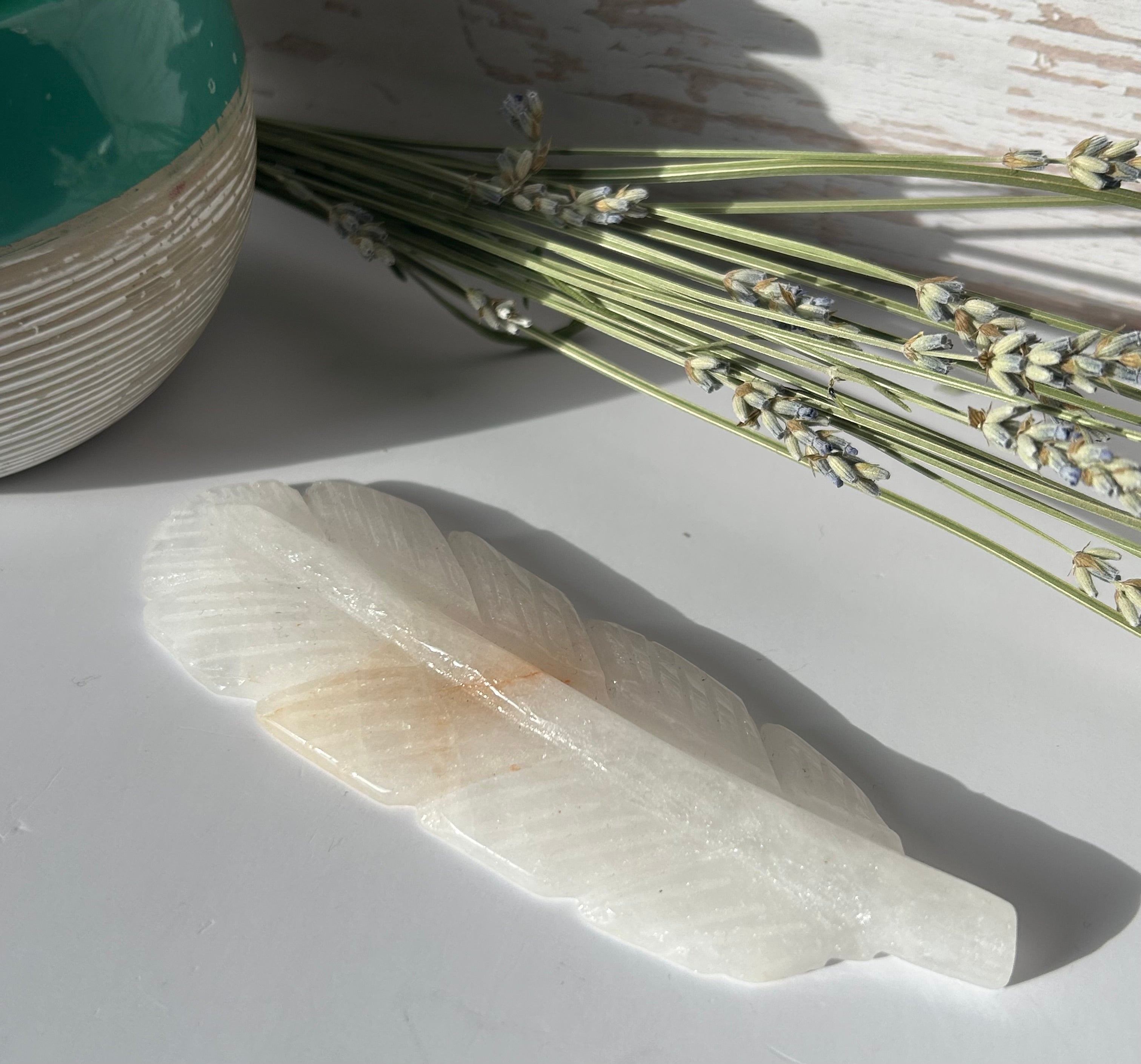 Clear Quartz Feather with Golden Healer Inclusion