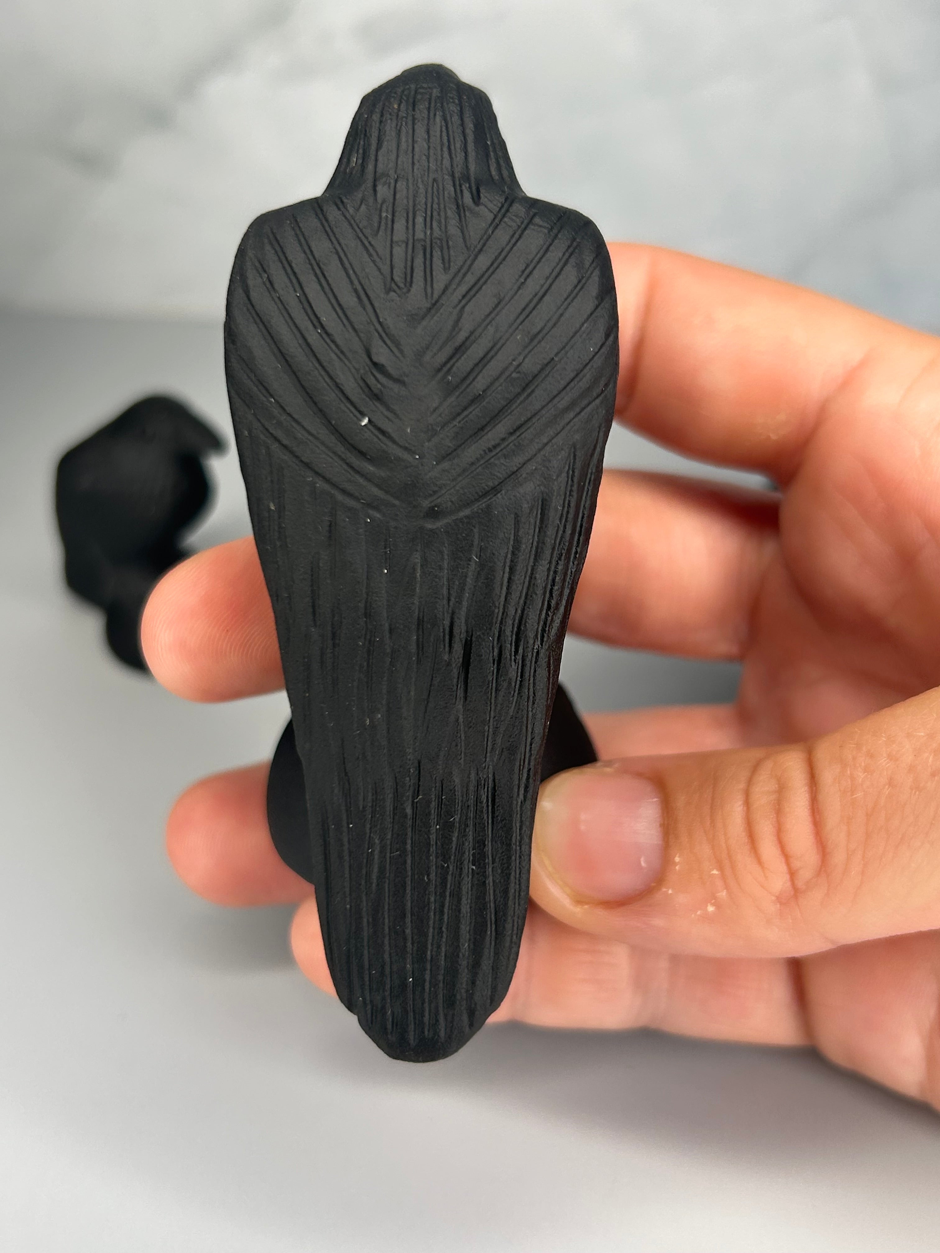 Obsidian Raven Carving