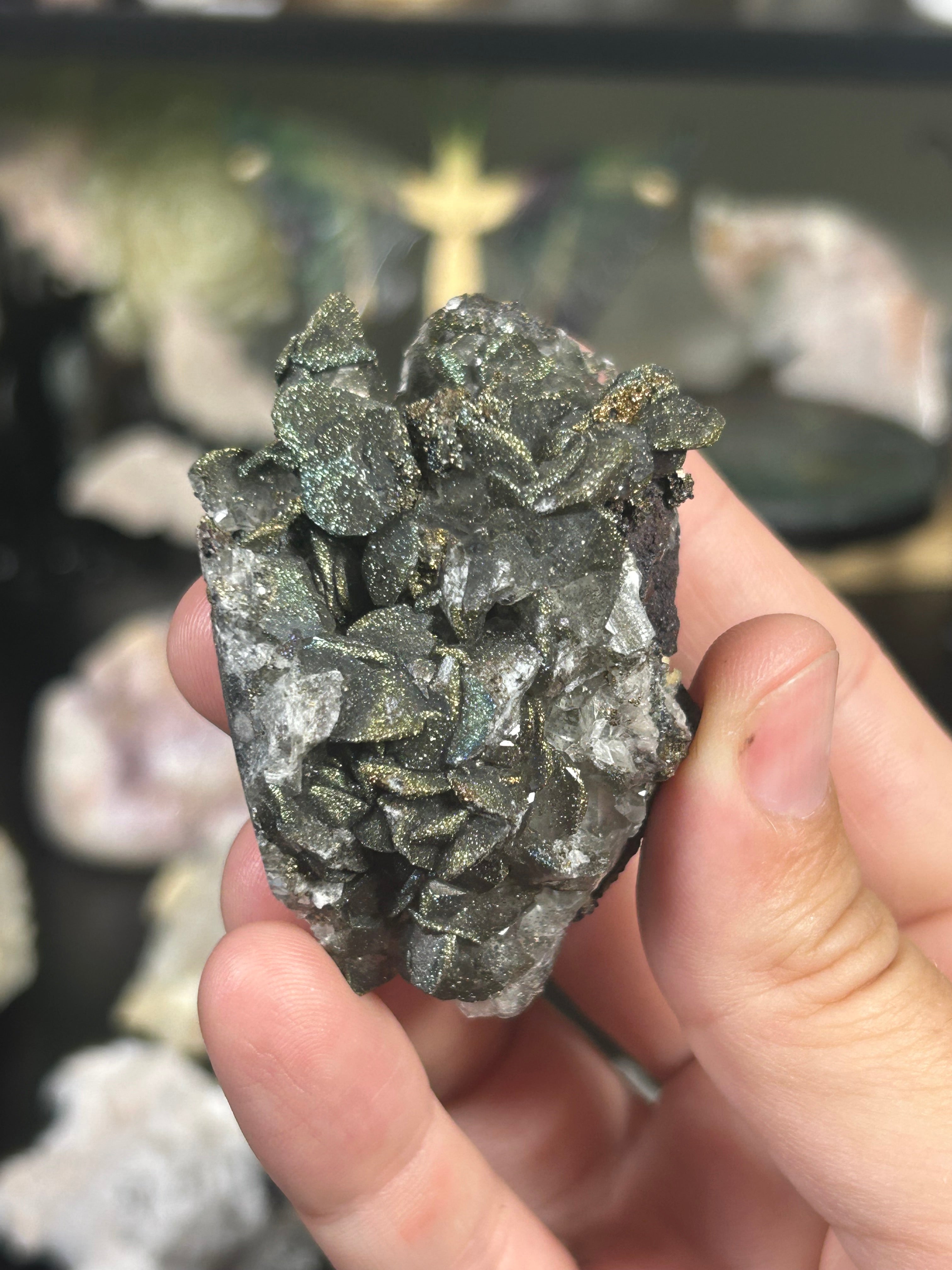 Calcite & Iridescent Pyrite Specimen