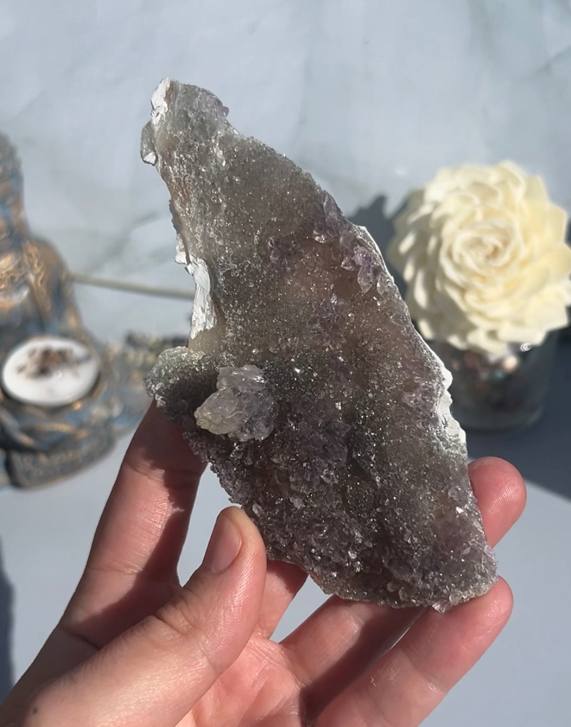 Druzy Quartz on Zeolite Matrix
