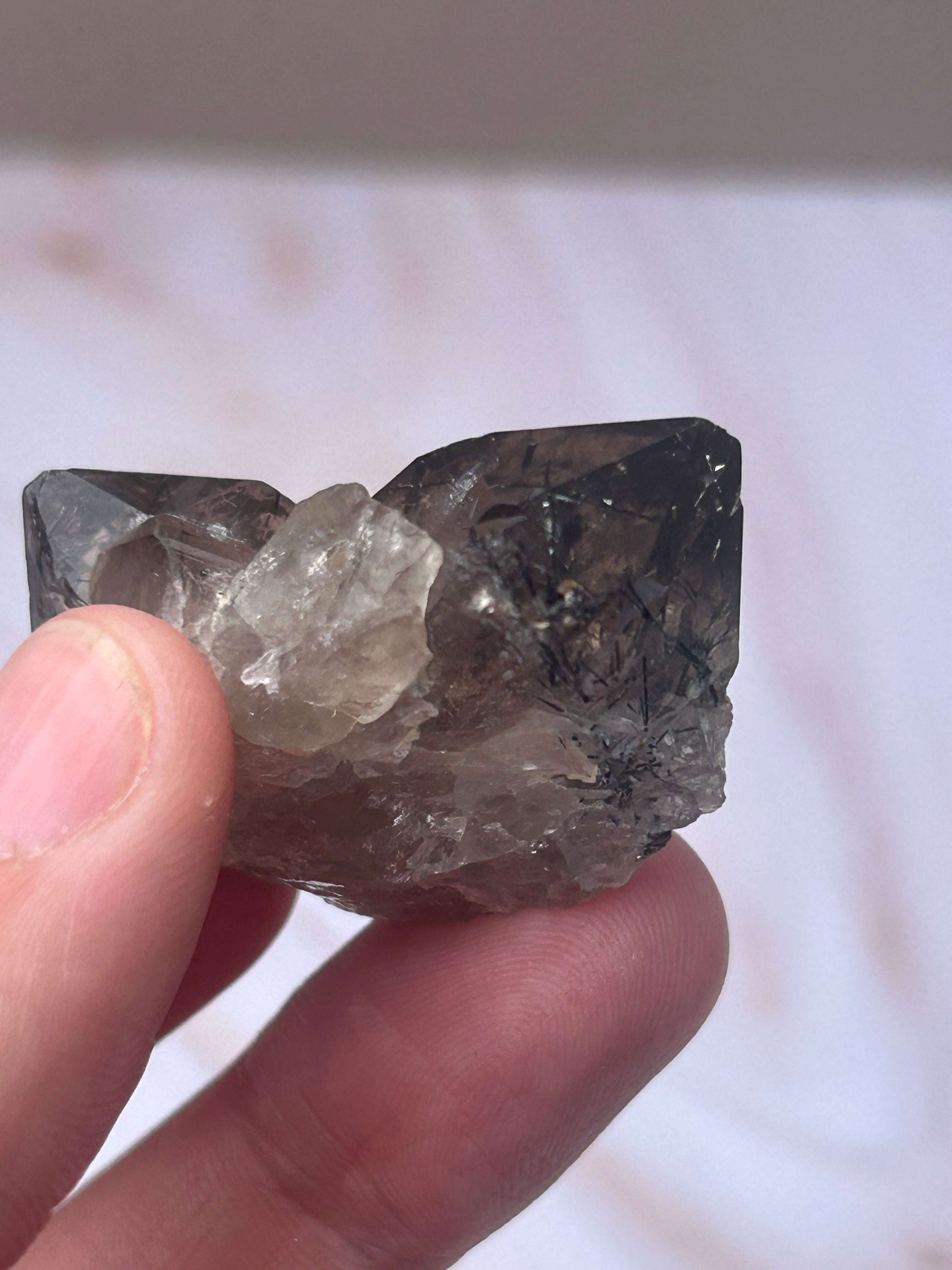 Smoky Quartz with Black Rutile - Grounding Protection Energy Clearing
