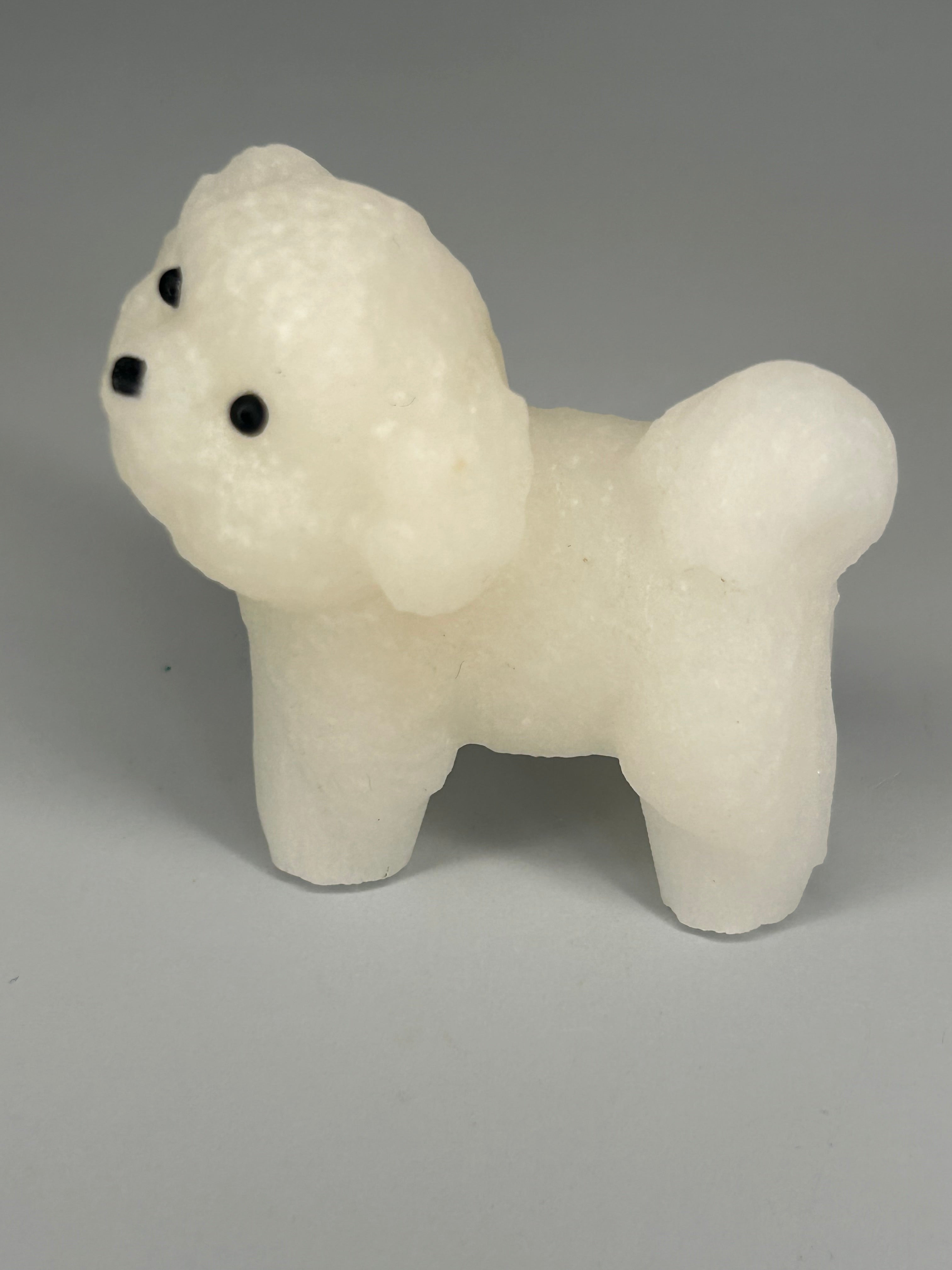 White Jade Fluffy Dog Carving