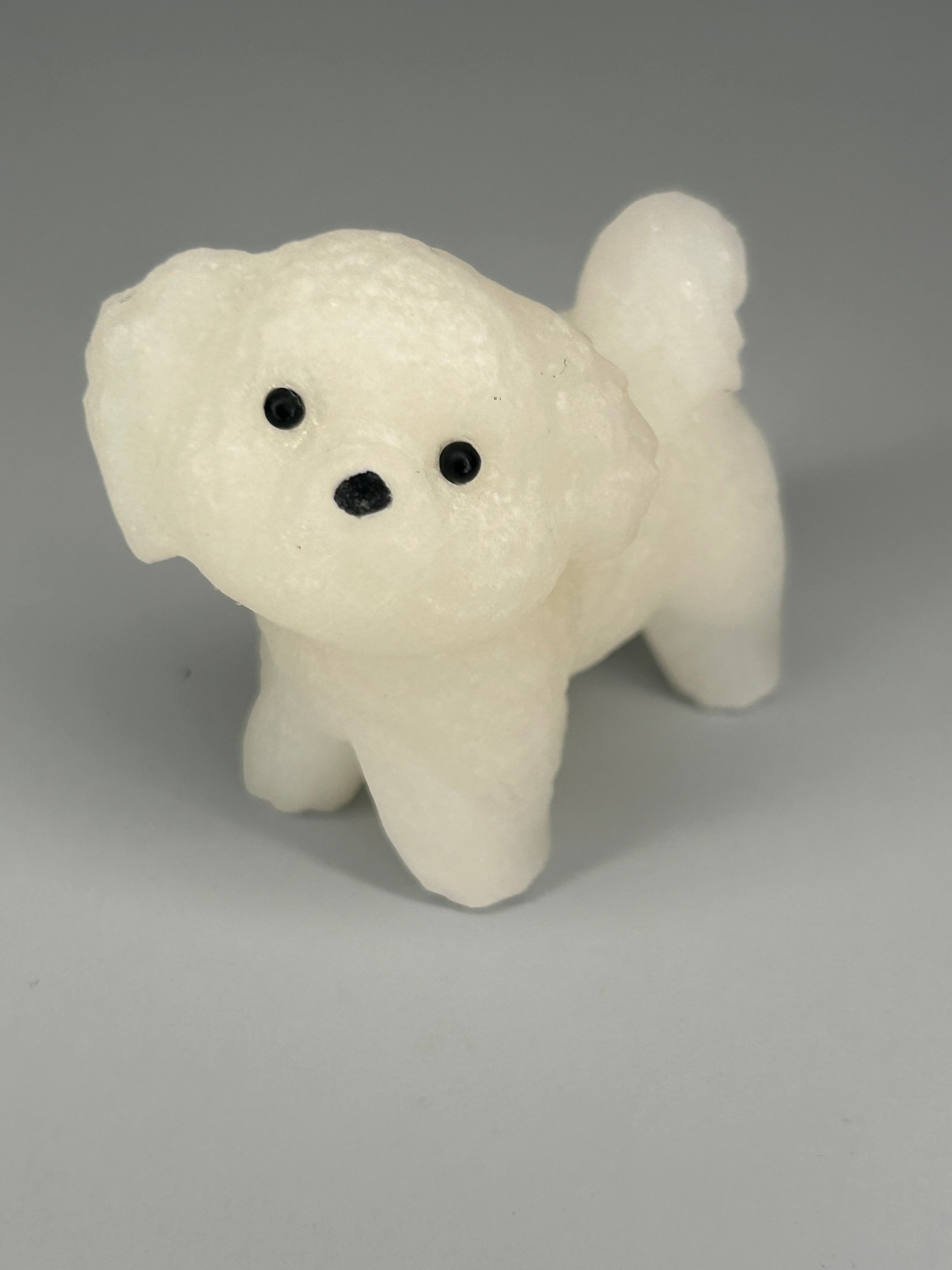 White Jade Fluffy Dog Carving