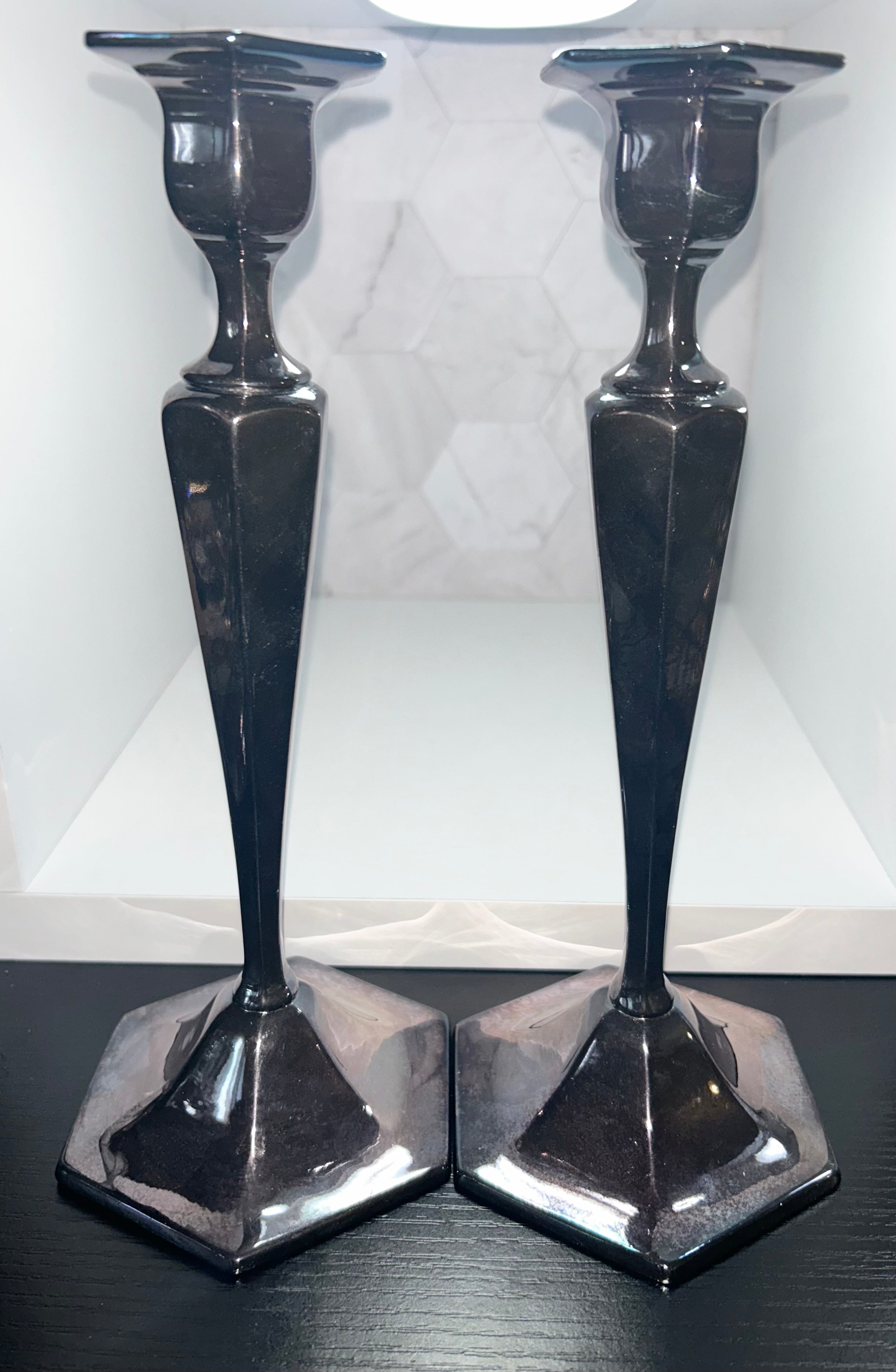 Black Tall Brushed Nickel Sphere Holder