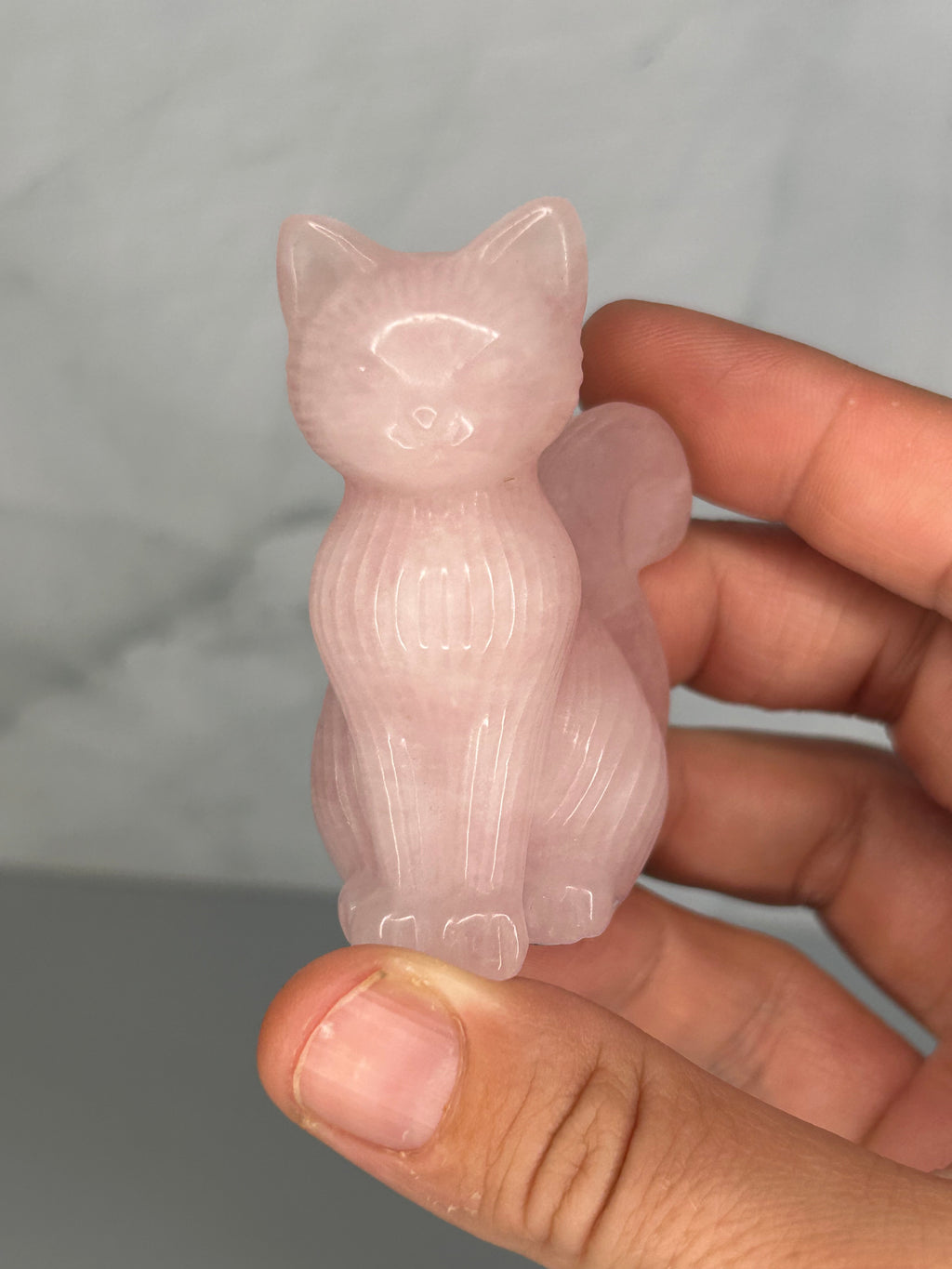 Rose Quartz Cat Carving
