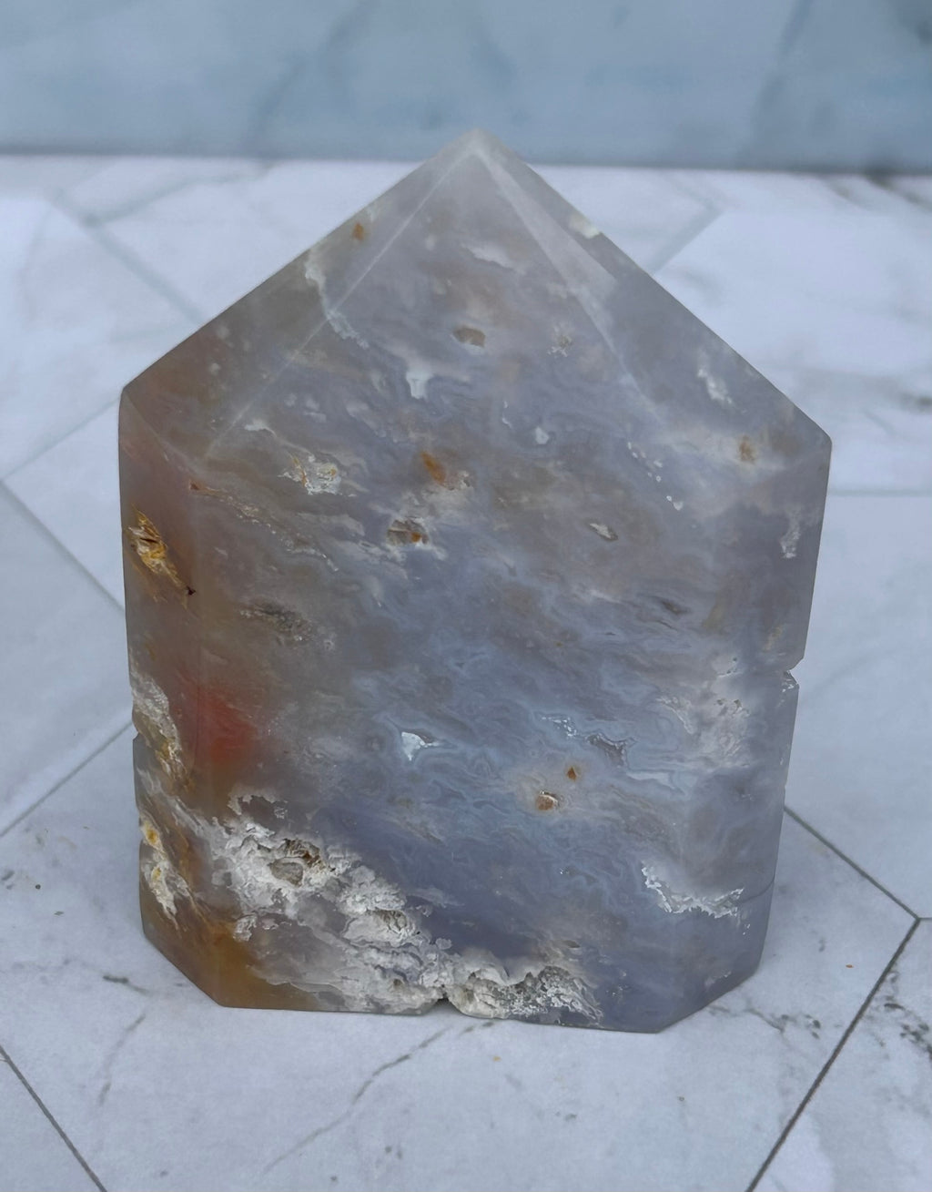 Blue Plume Agate Tower