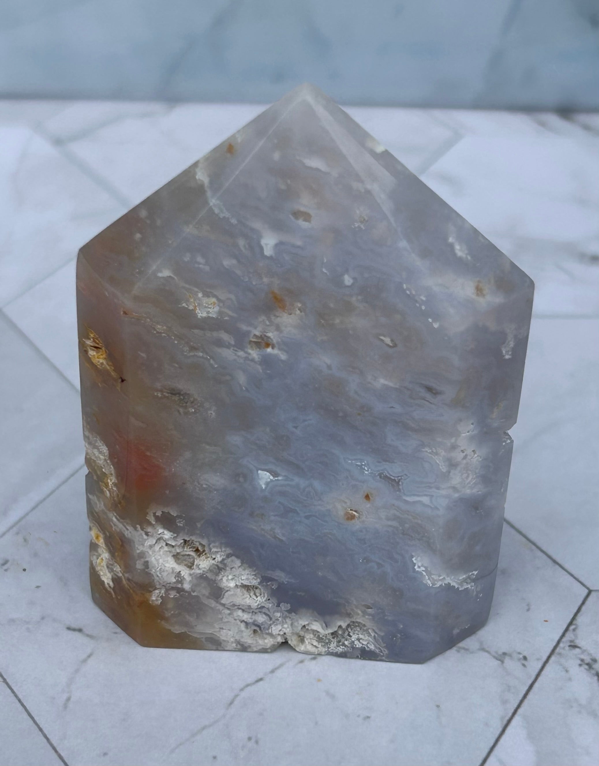Blue Plume Agate Tower