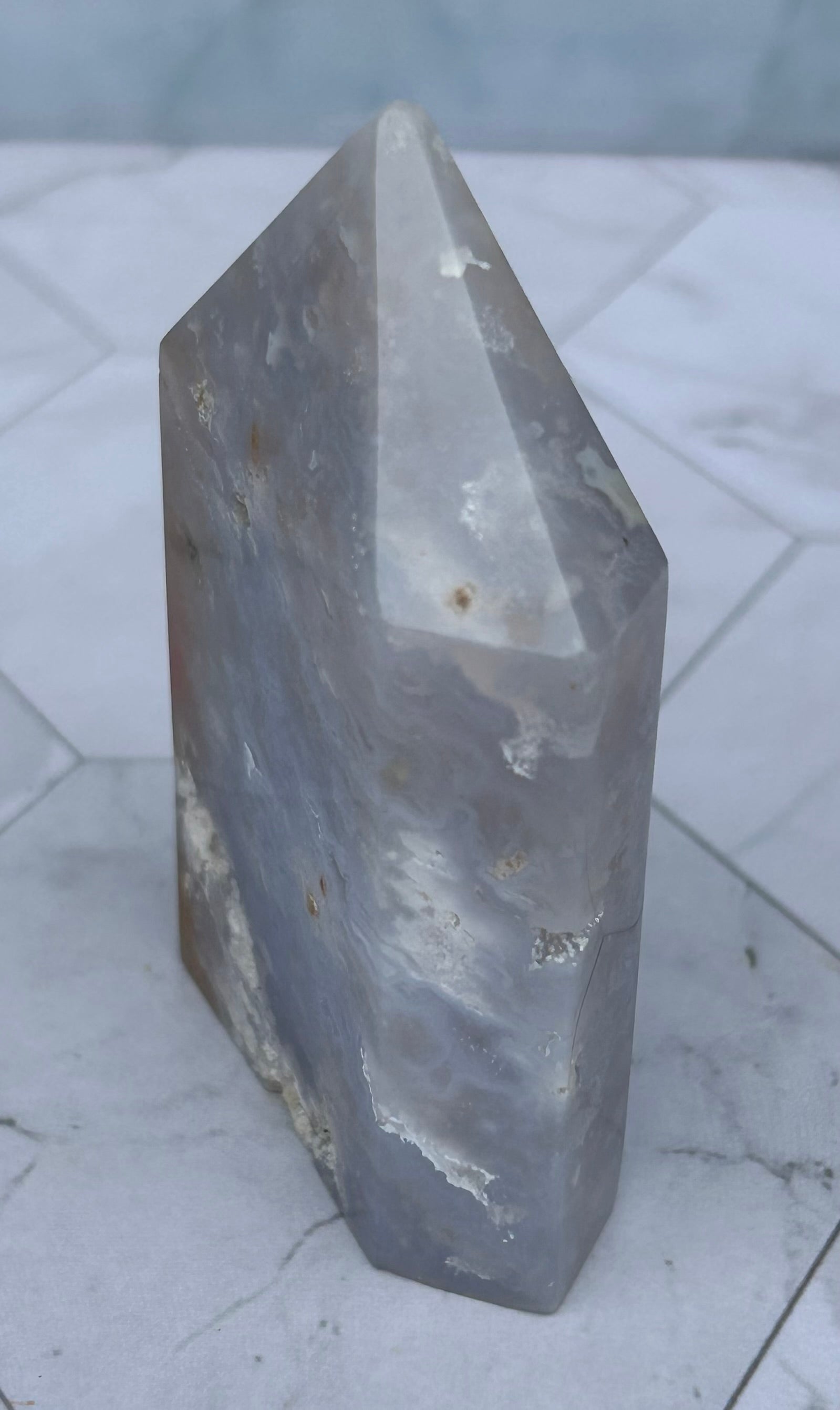 Blue Plume Agate Tower