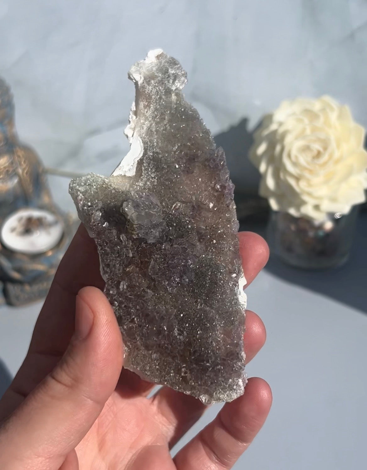 Druzy Quartz on Zeolite Matrix