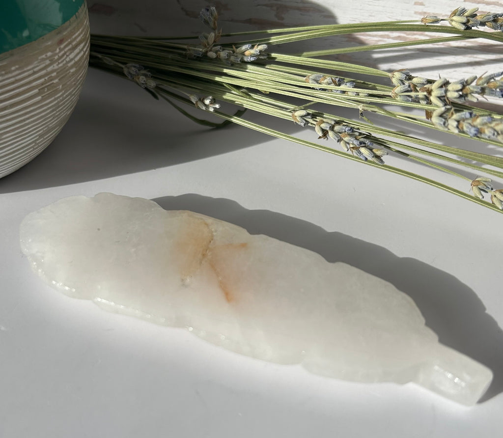 Clear Quartz Feather with Golden Healer Inclusion