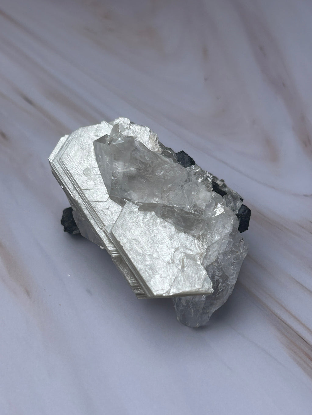 Golden Mica, Quartz & Black Tourmaline Specimen - Protection Grounding Clarity