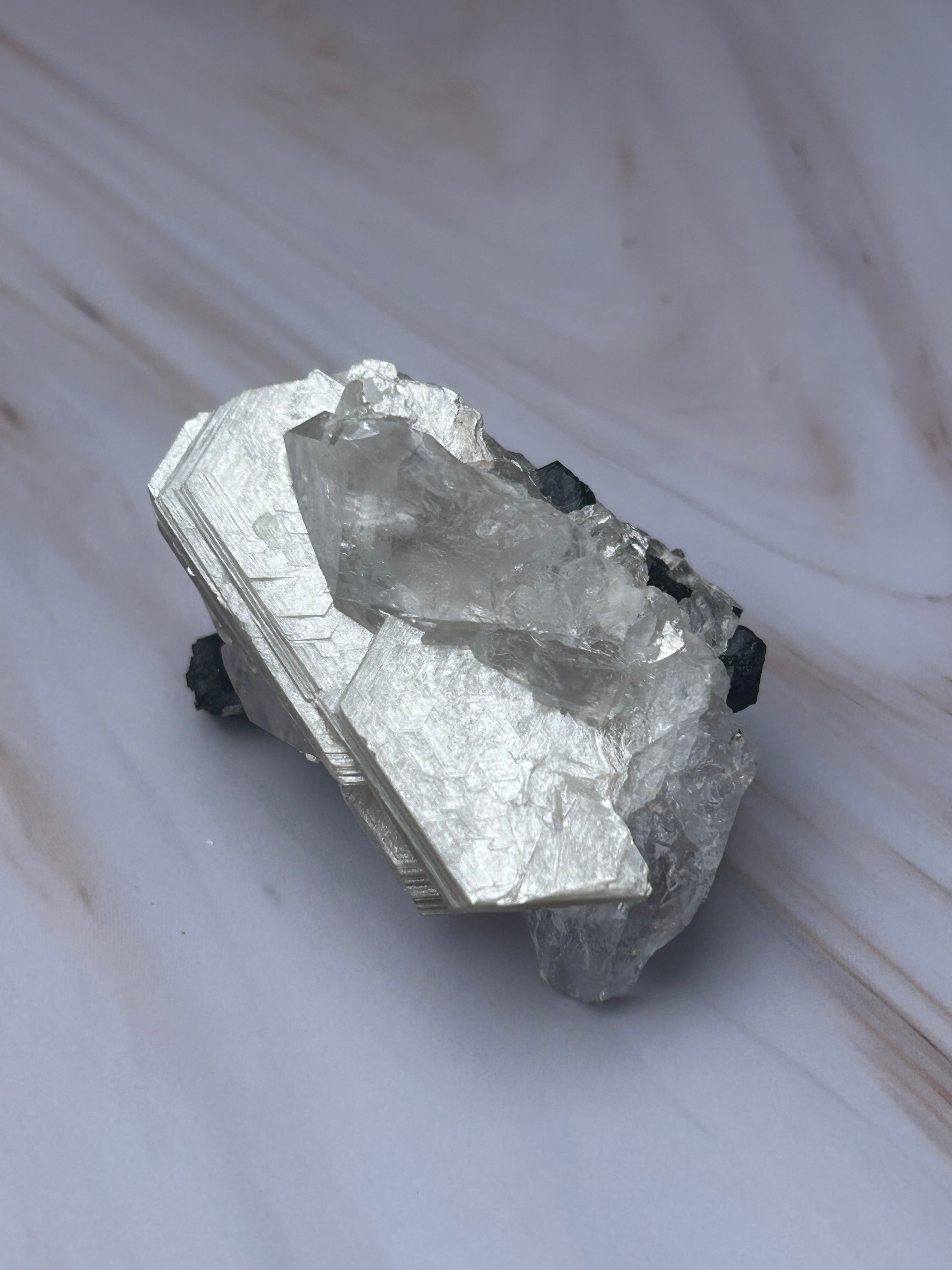 Golden Mica, Quartz & Black Tourmaline Specimen - Protection Grounding Clarity