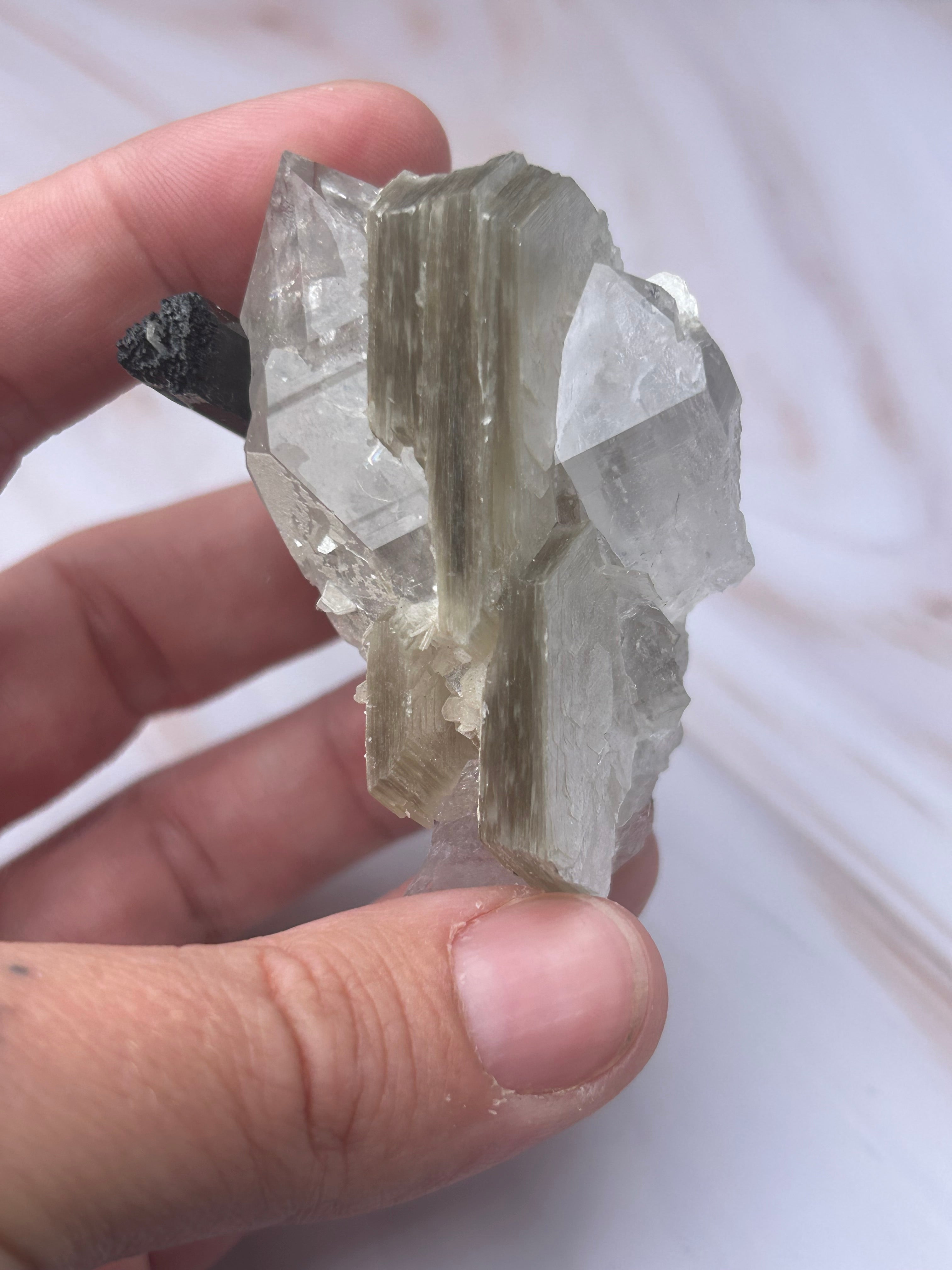 Golden Mica, Quartz & Black Tourmaline Specimen - Protection Grounding Clarity
