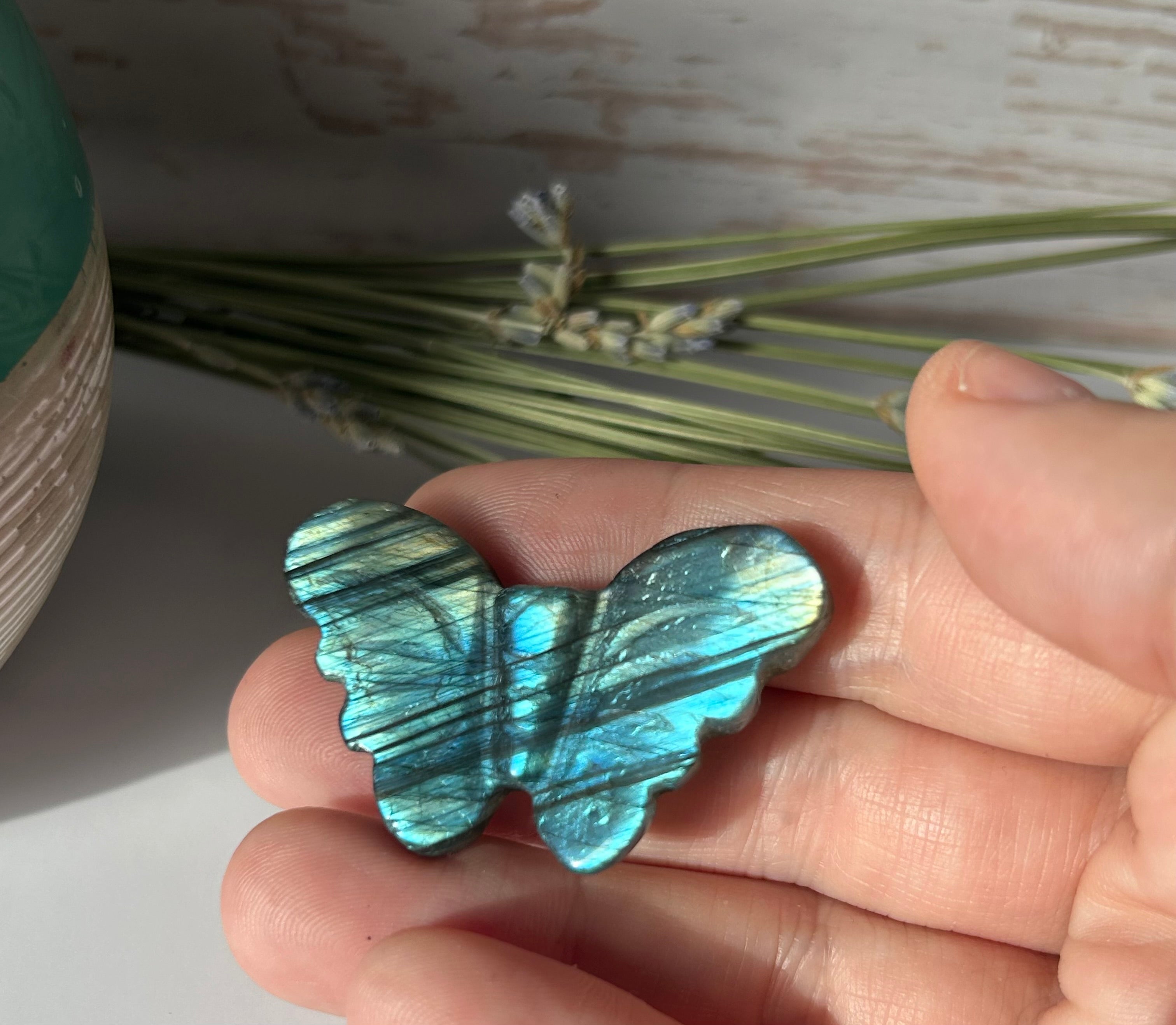 Labradorite Butterfly Carving