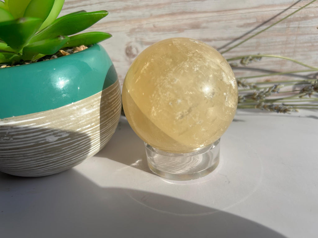 Honey Calcite Sphere