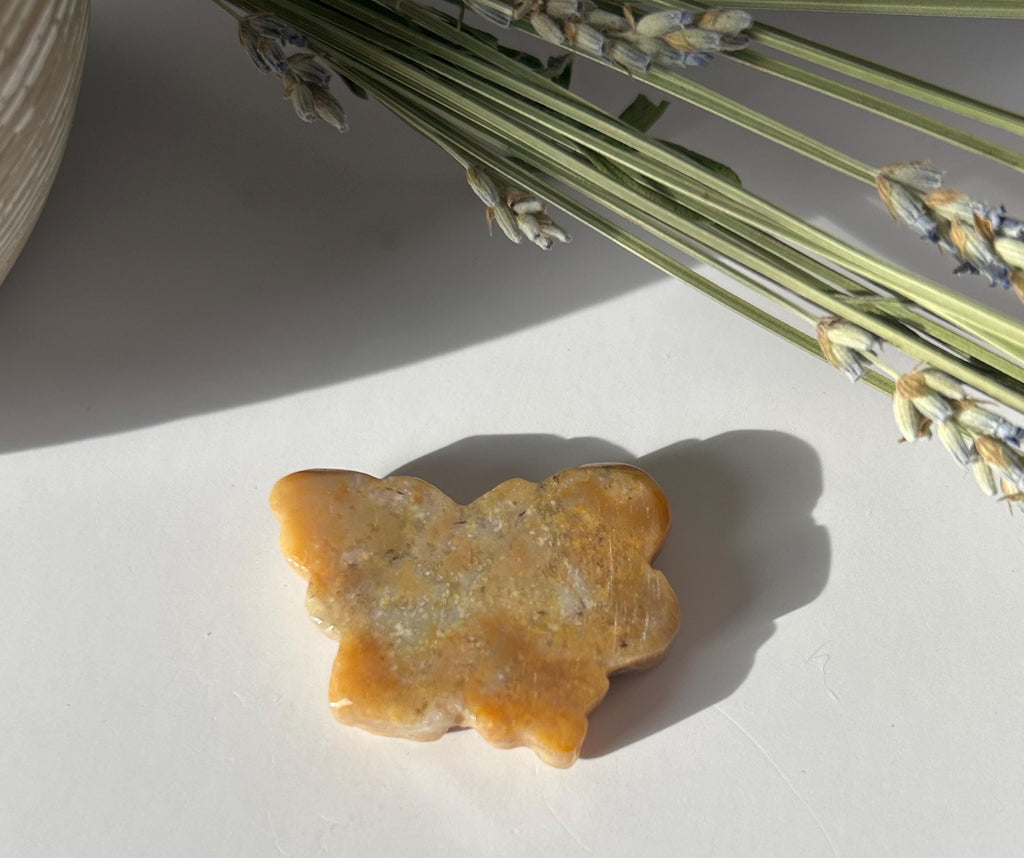 Yellow Calcite Butterfly Carving