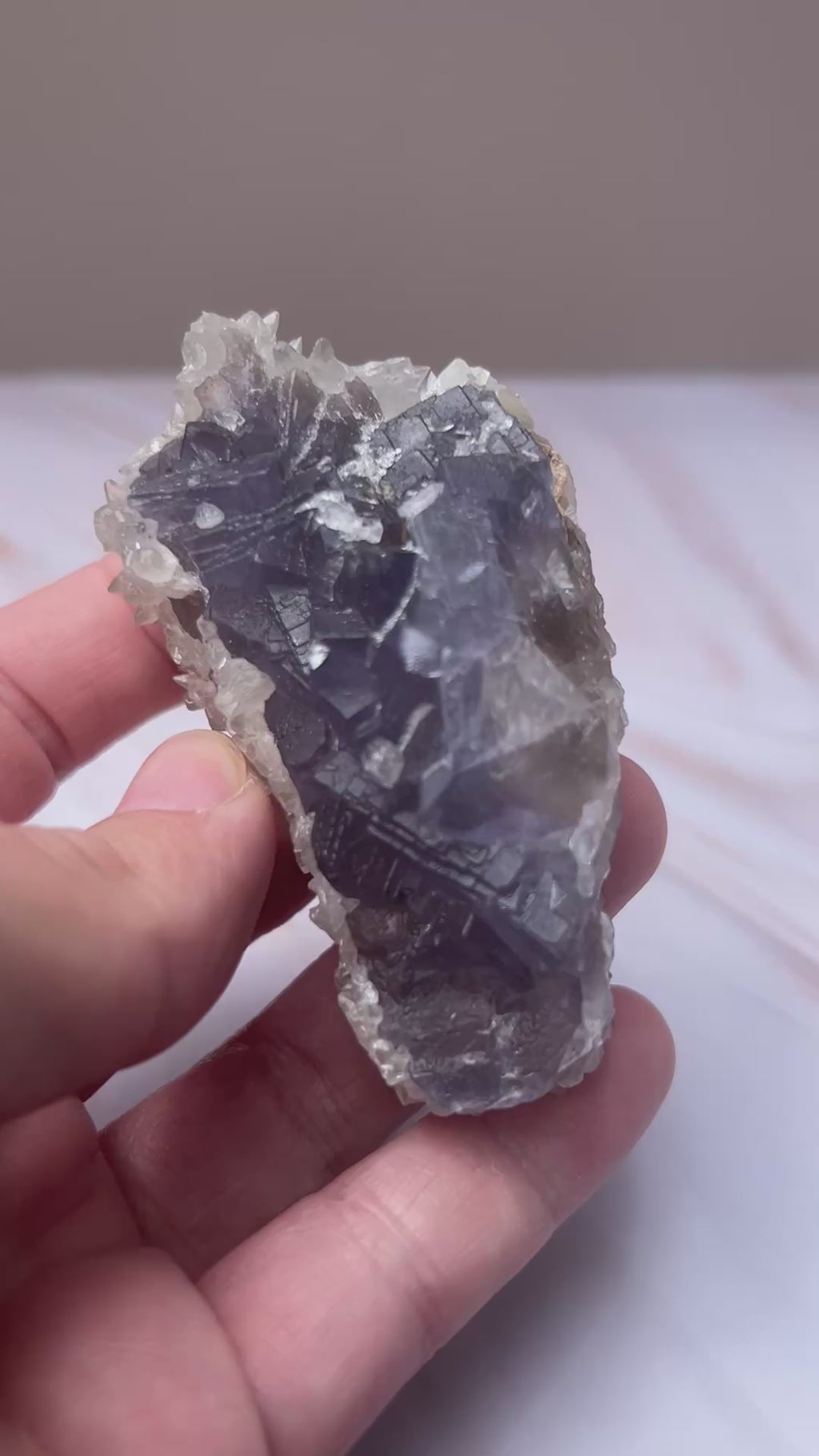Blue Fluorite & Quartz Specimen - Clarity Focus Emotional Balance