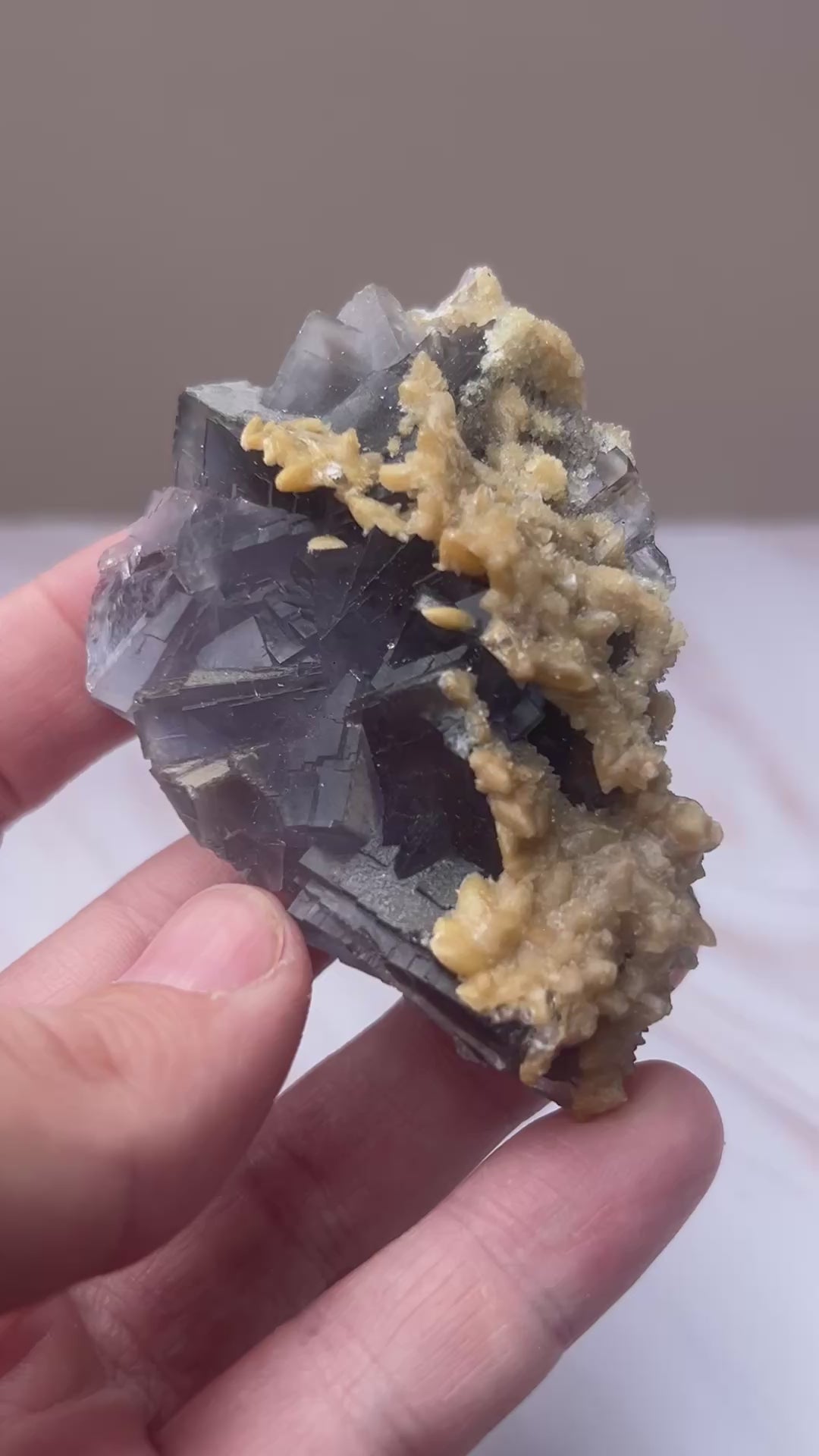 Blue Fluorite & Honey Calcite Specimen - Clarity Calm Emotional Balance